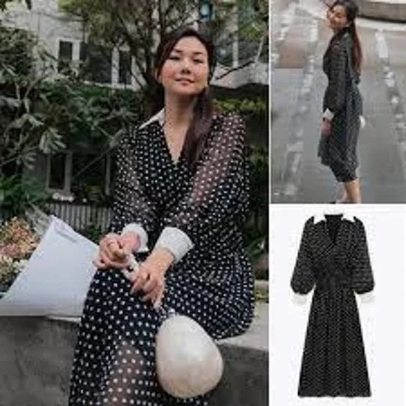 Zara Dresses Zara Polka Dot Midi Dress Poshmark - Main Image